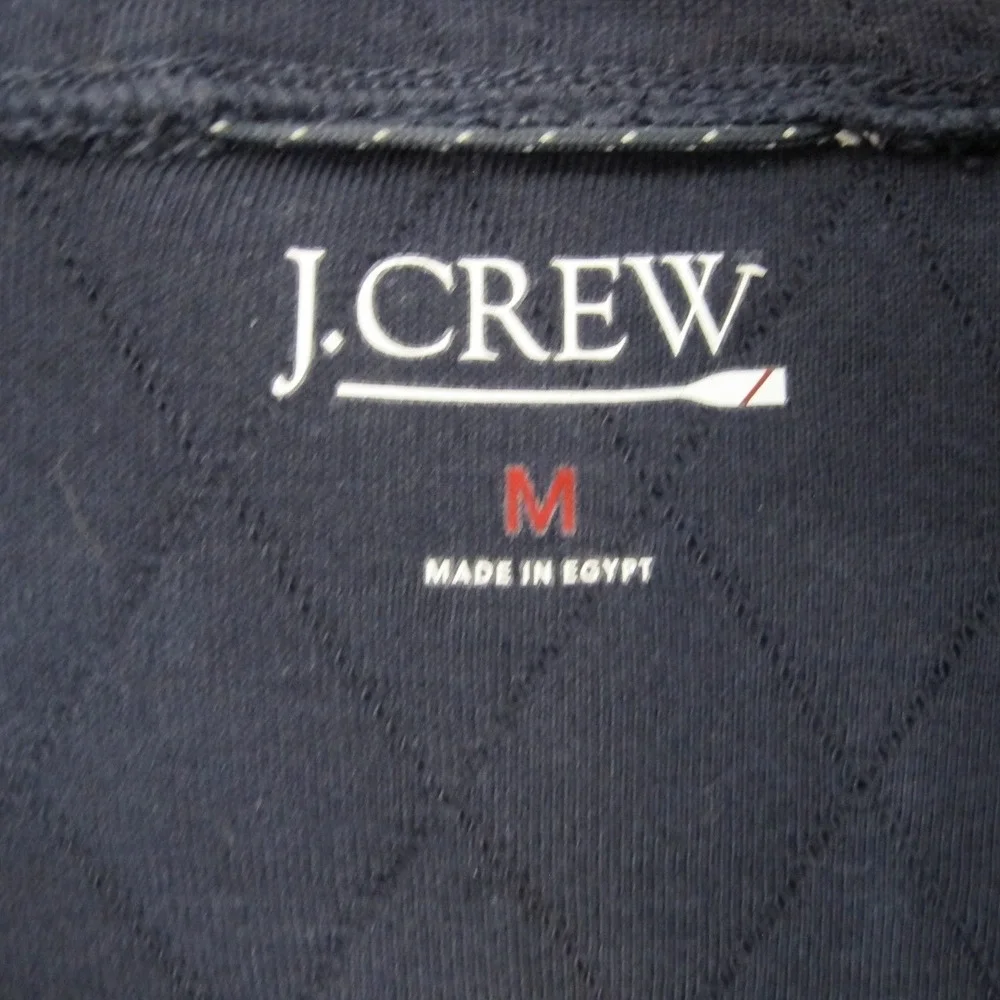 J. Crew Quilted Half Zip Pullover Men's Medium Navy Blue Green‎ Preppy